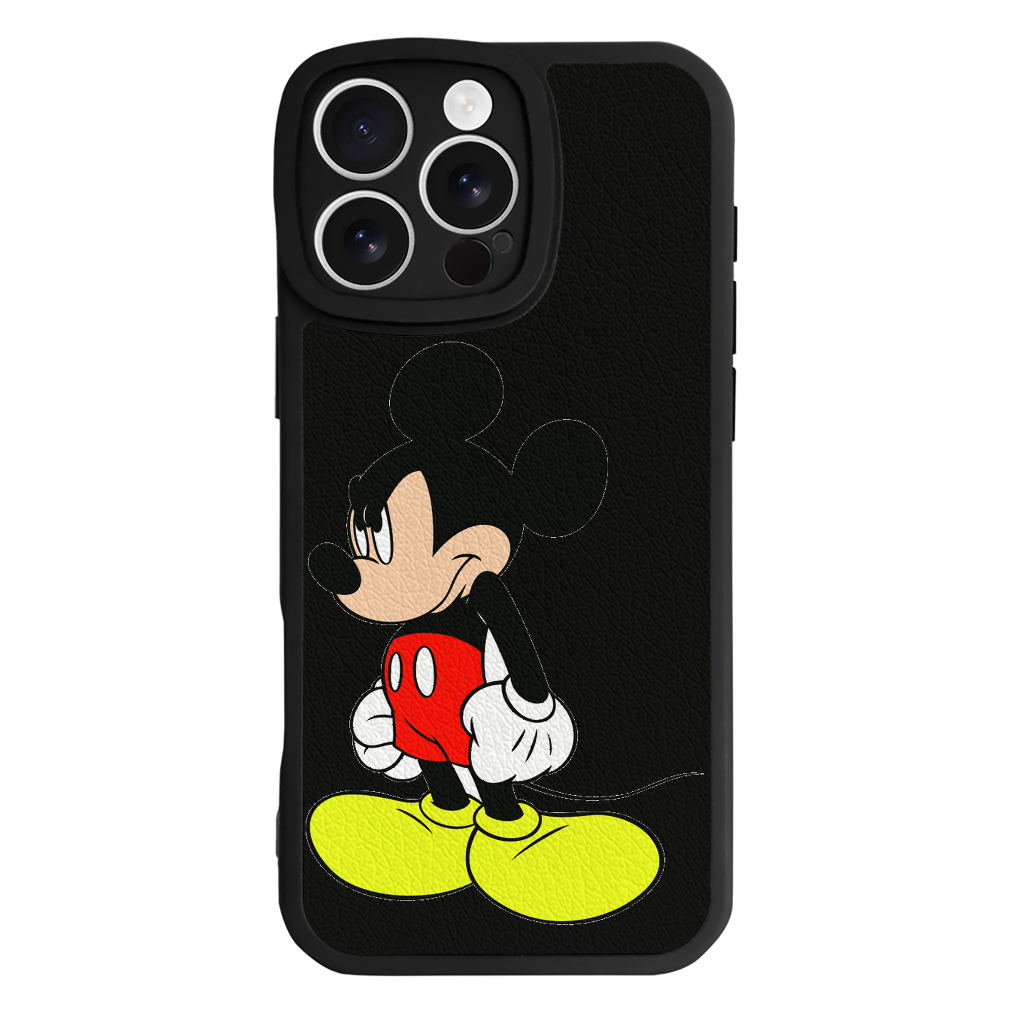 （画像用） ミッキーマウス Mickey Mouse 【iPhone 16シリーズ対応】シリコンスマホケース（レザー調） 材質：シリコン